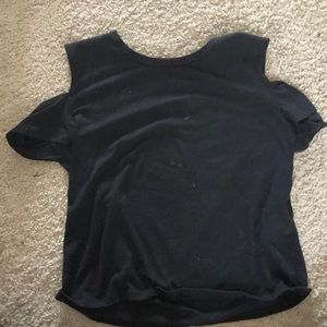 Hollister cold shoulder black crop top